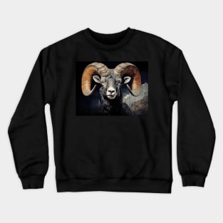 Bighorn Sheep Ram Wildlife Illustration Crewneck Sweatshirt